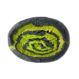 Witchy Woo. A classic, thick, oblong-shaped bubble bar designed with a black, and electric lime green swirl through the centre.
